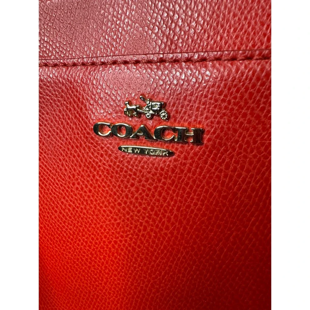 Coach Red Crossgrain Leather Satchel Crossbody Bag Gold Hardware F34607